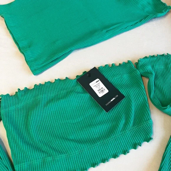 Fashion Nova Red and Green Dress Set Christmas Set - Picture 2 of 5